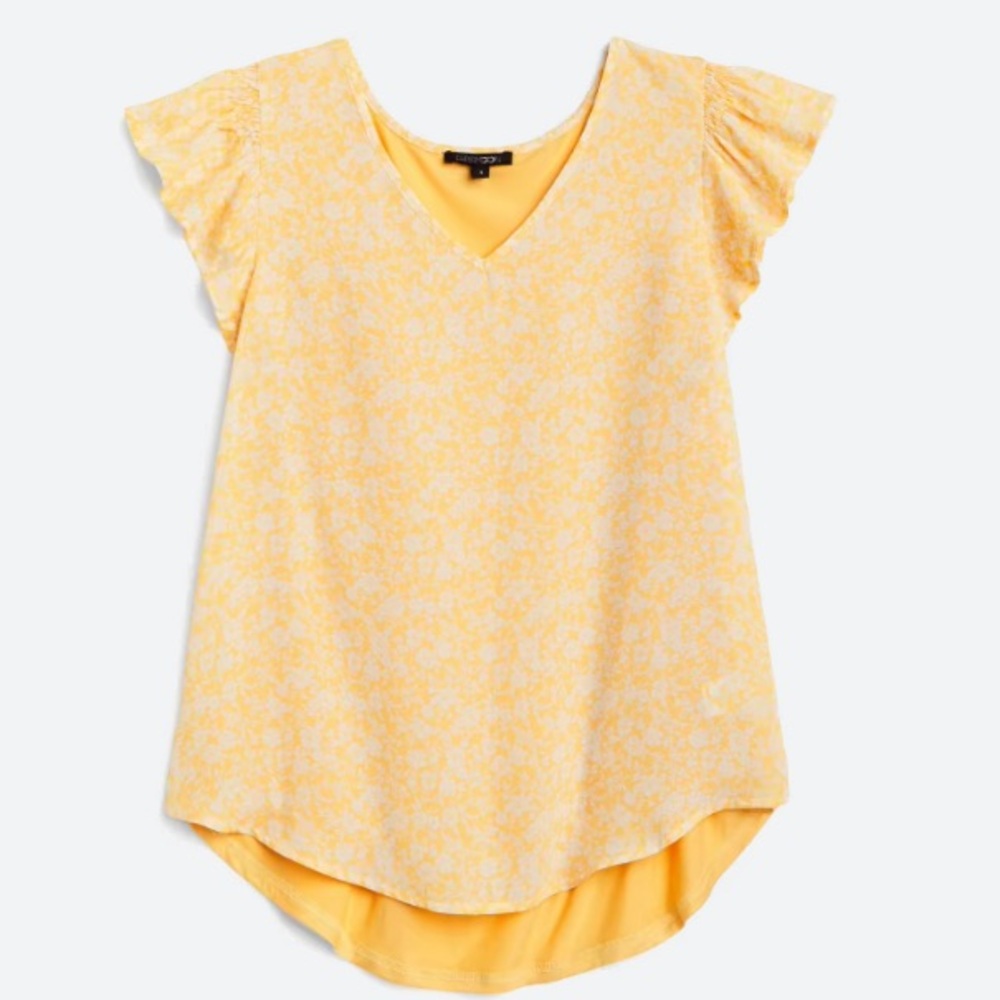 PAPERMOON Stitch Fix Emani Flutter Sleeve Mixed Material Blouse Sz XL